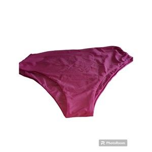 Zaful Swim Bikini Bottom Womens Sz 12 Burgandy High Waist Stretch Tummy Control